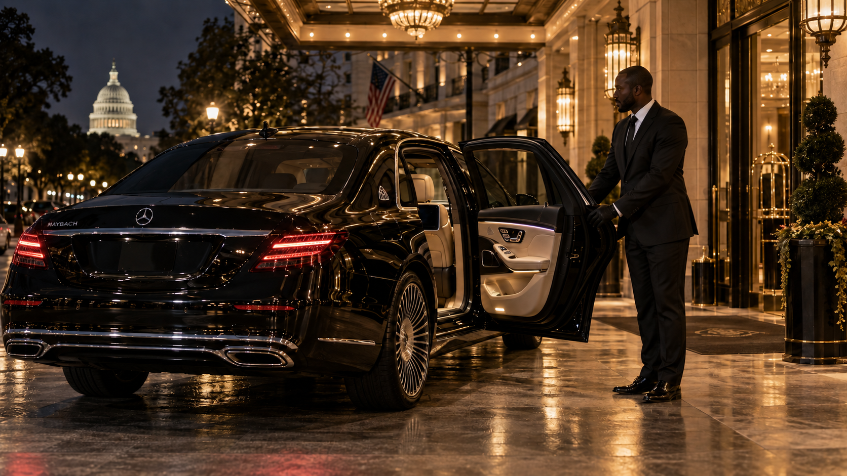 Executive chauffeur service at a luxury hotel