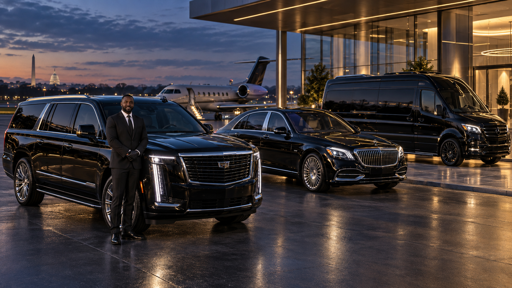 Valor Black Executives fleet at a private aviation terminal